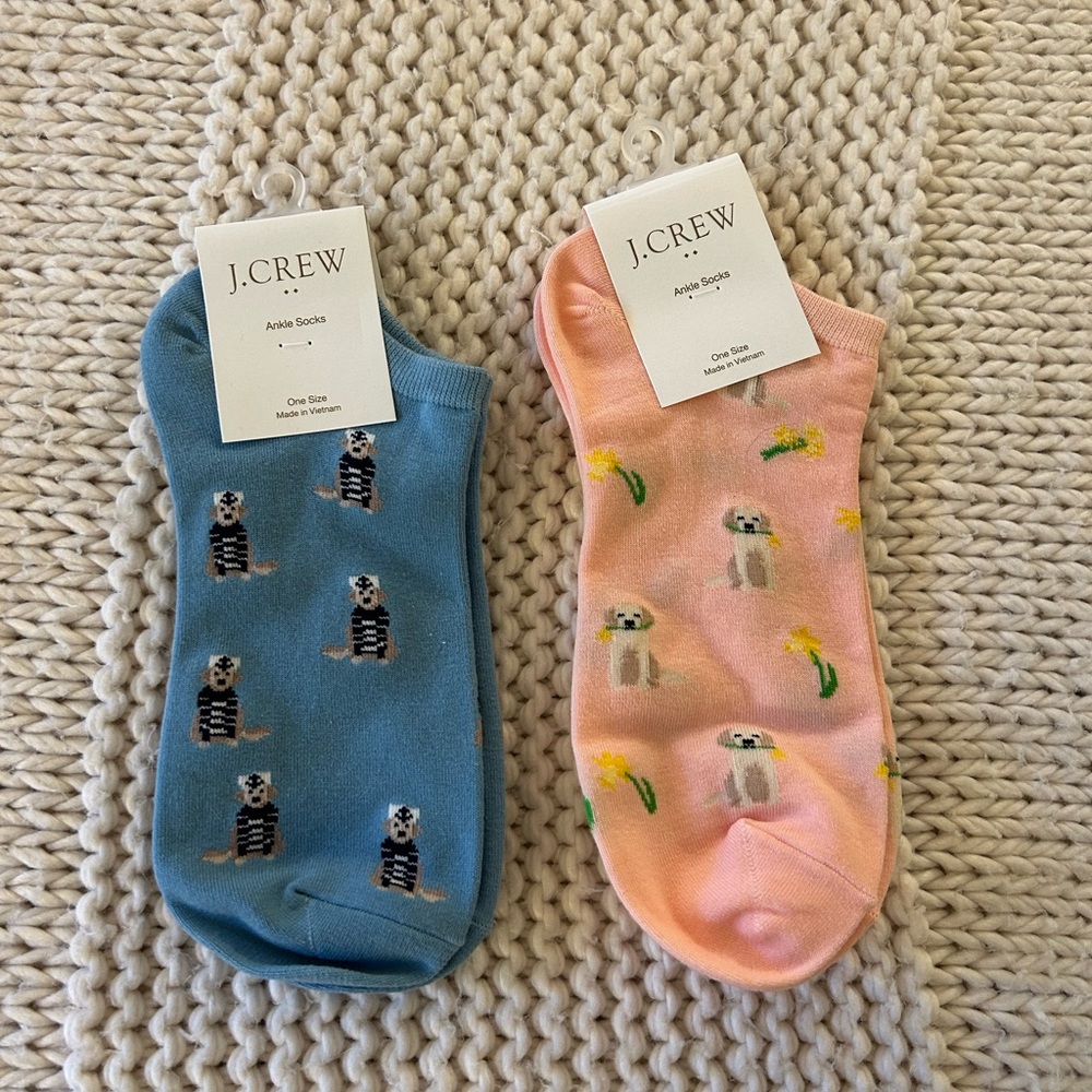 J. Crew Blue and Pink Ankle Socks Set
